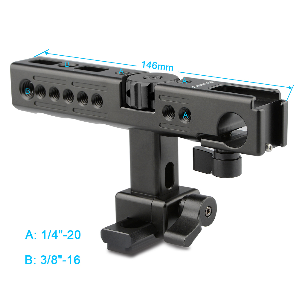 CAMVATE Handle Grip with Hot Cold Shoe 15mm Rod Clamp for Sony A6500 Camera Cage QR DSLR