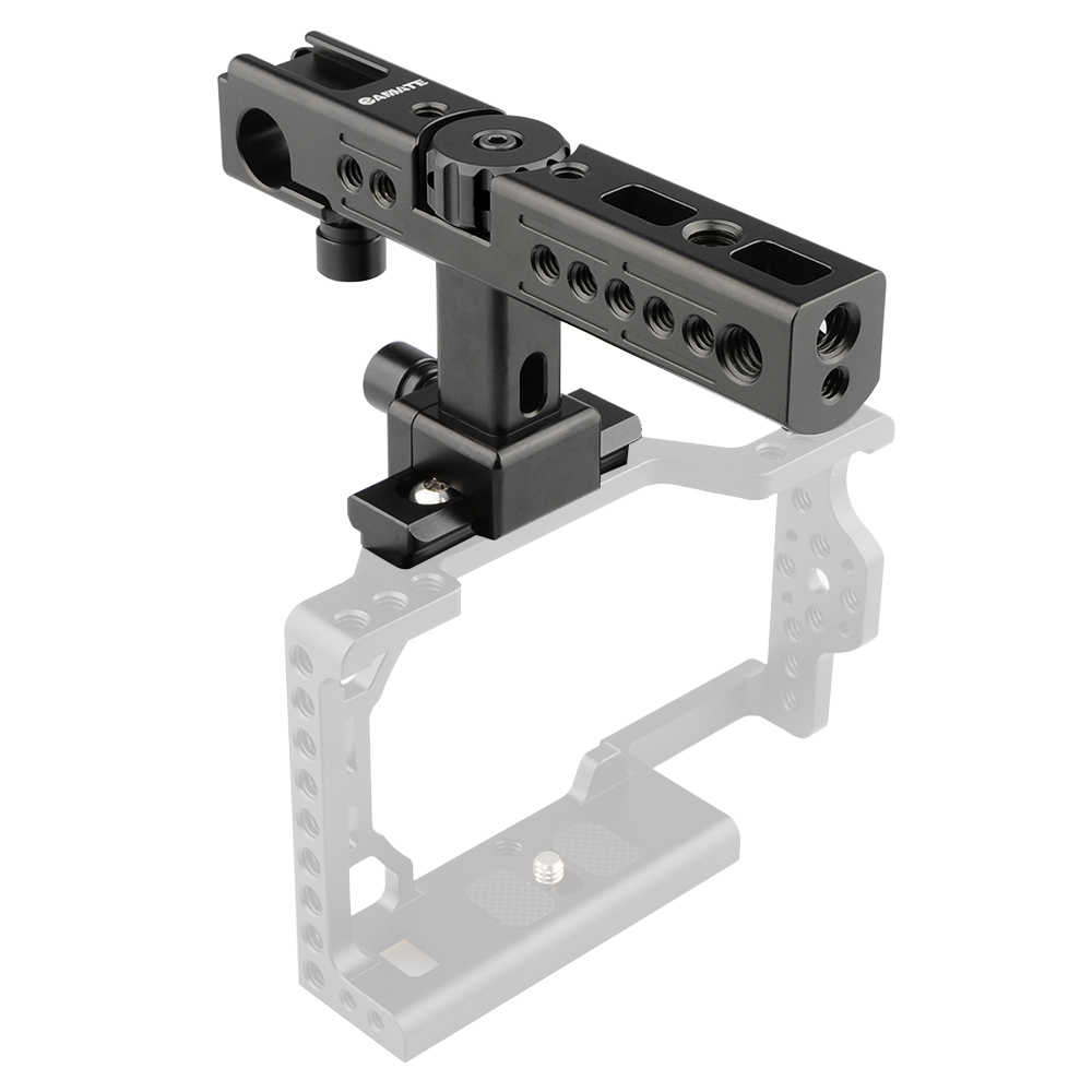 CAMVATE Handle Grip with Hot Cold Shoe 15mm Rod Clamp for Sony A6500 Camera Cage QR DSLR
