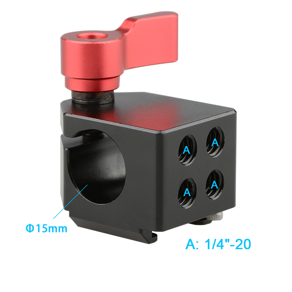 CAMVATE Cold Shoe Rod Clamp (Red Wingnut)