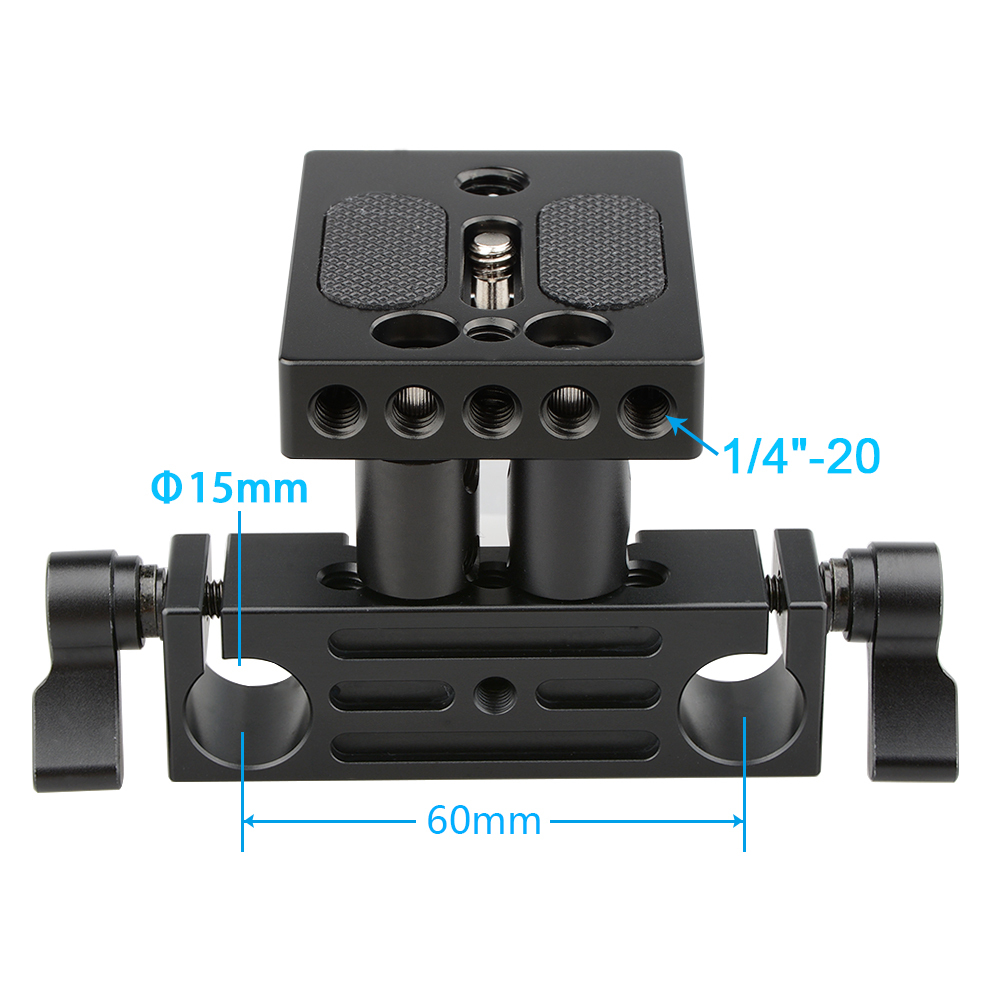 CAMVATE DSLR Baseplate Mount w/ Railblock Height Riser fr 15mm Rail Rod Support System