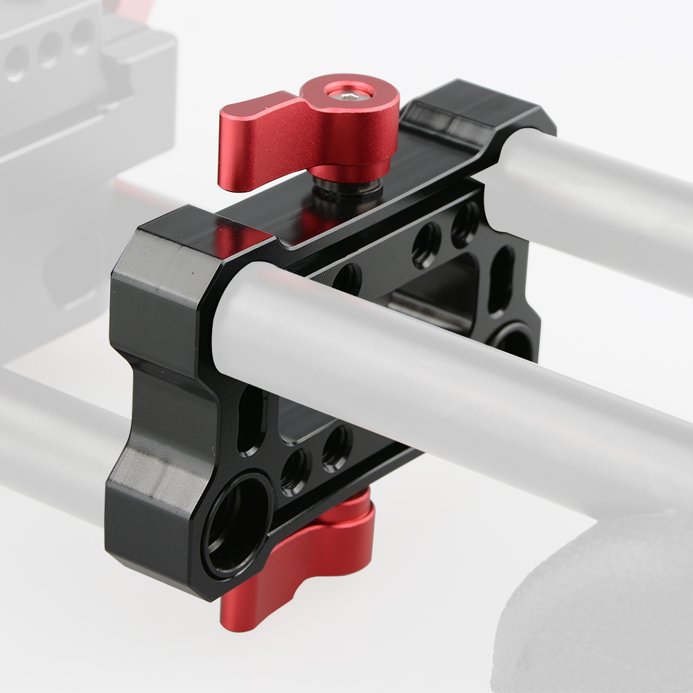 CAMVATE Height Riser Offset Railblock 15mm Rod Clamp (Red Thumbscrew)