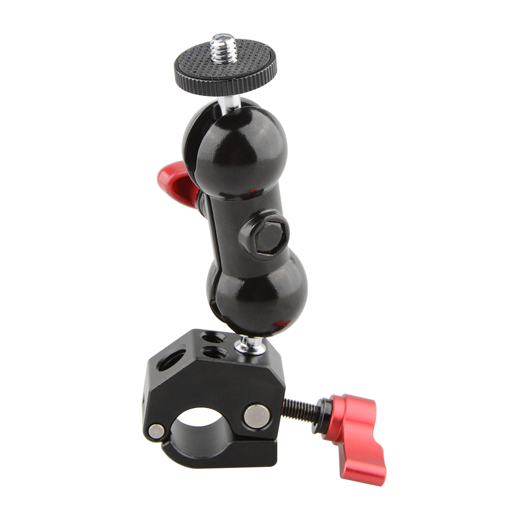 CAMVATE 15mm Quick Release Rod Clamp with 360° Rotating Double Ball Head Mount
