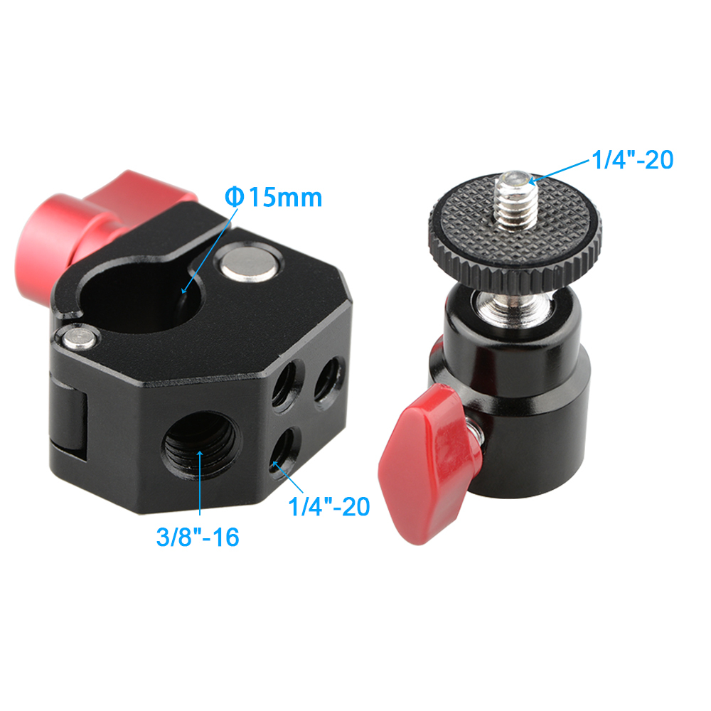 CAMVATE 15mm Quick Release Rod Clamp to Ball Head Mount