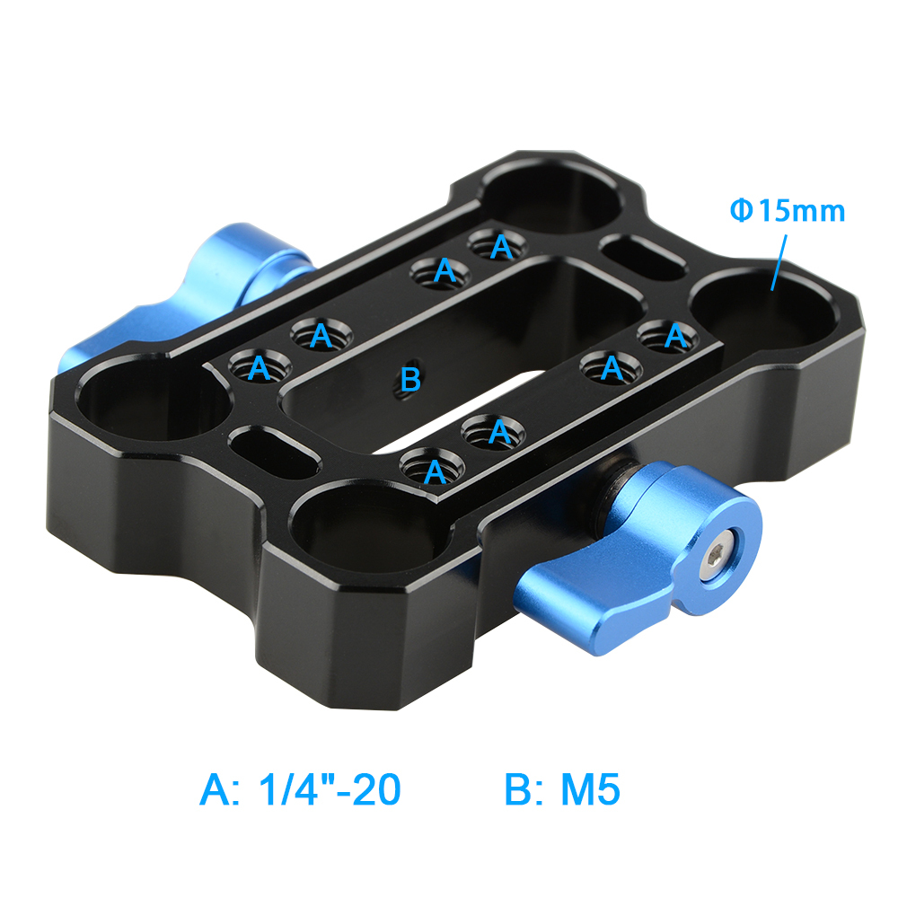 CAMVATE Height Riser Offset Railblock 15mm Rod Clamp (Blue Thumbscrew)