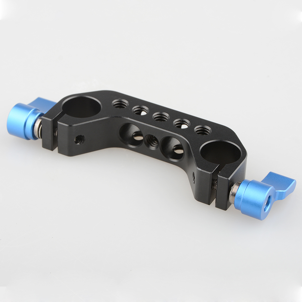 CAMVATE 15mm Railblock Rod Clamp for Shoulder Rig Baseplate (Blue Thumbscrew)