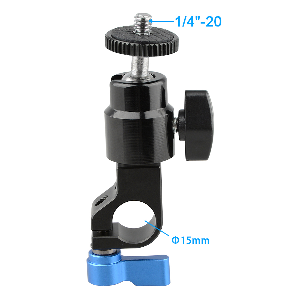 CAMVATE 15mm Rod Clamp with 1/4" Screw Ball Head Mount