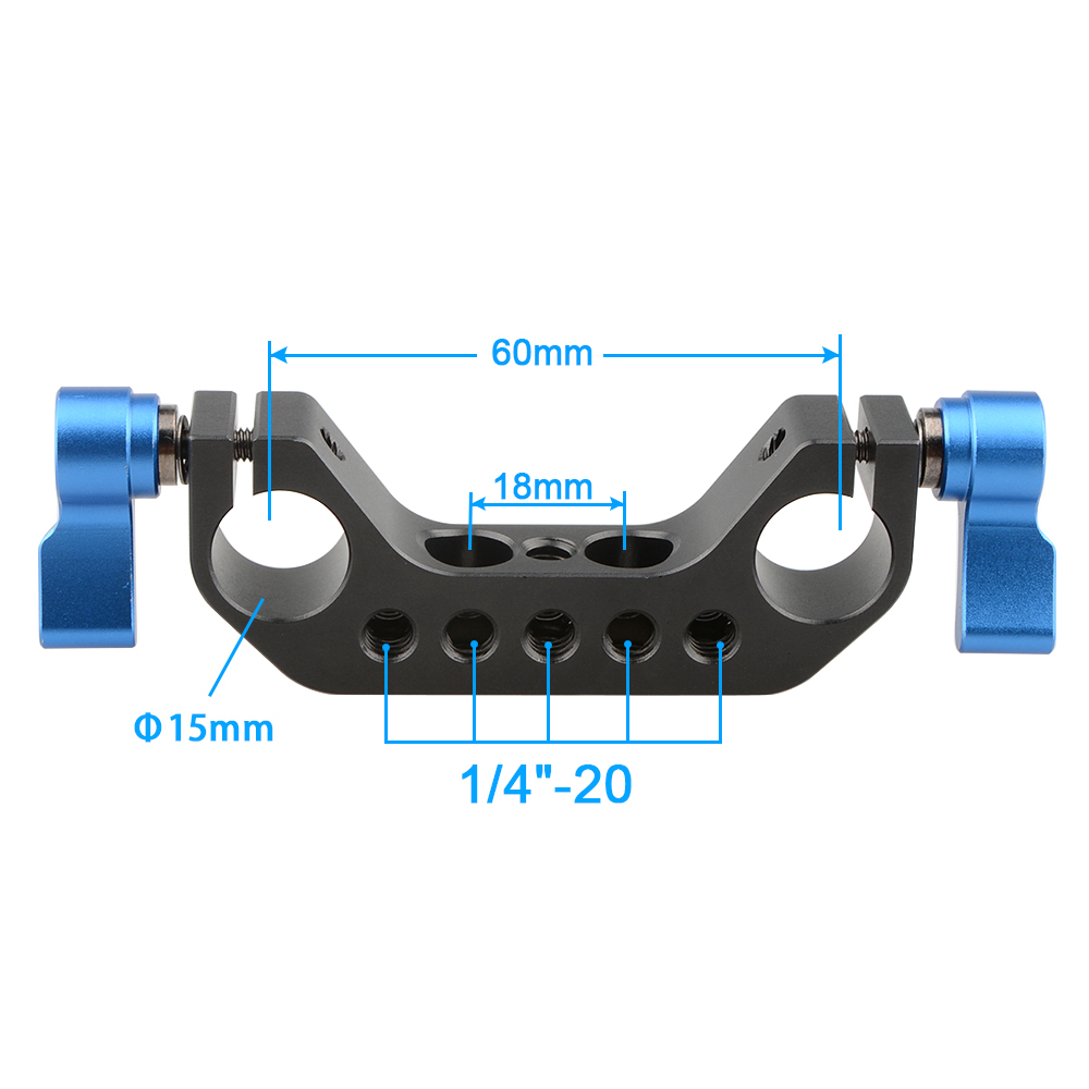 CAMVATE 15mm Railblock Rod Clamp for Shoulder Rig Baseplate (Blue Thumbscrew)