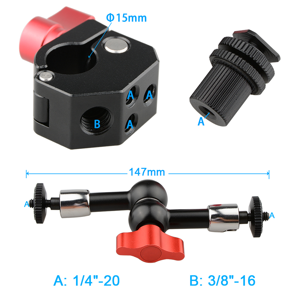 CAMVATE 7" Articulating Magic Arm 15mm Rod Clamp to Shoe Mount