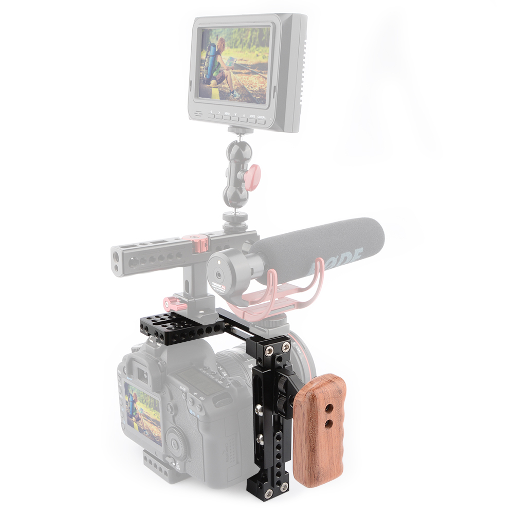 CAMVATE Dual-use Adjustable Cage with Wooden Handgrip