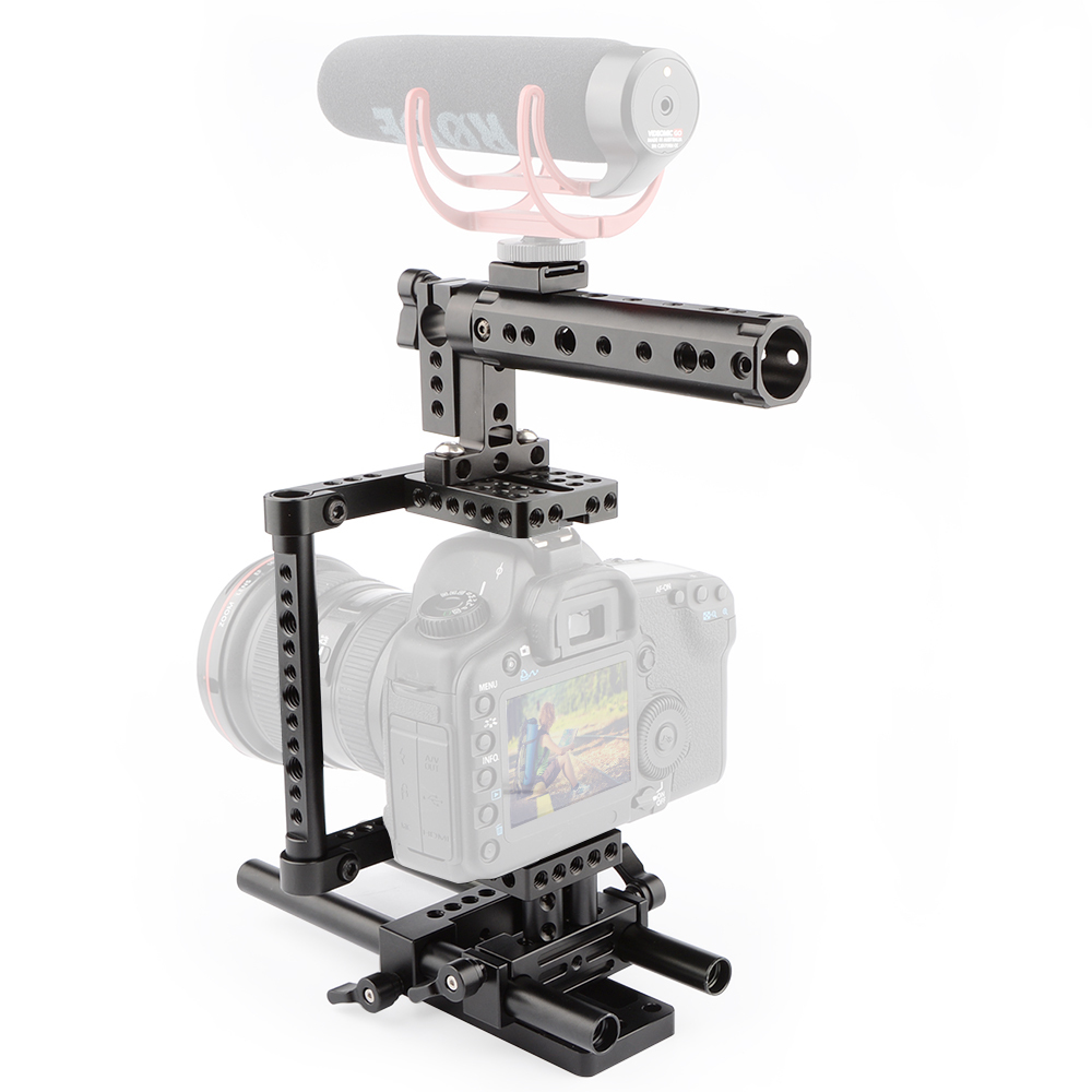 Camera Cage Rig w/Top Handle Tripod Mount Plate fr Canon Nikon Sony Panasonnic
