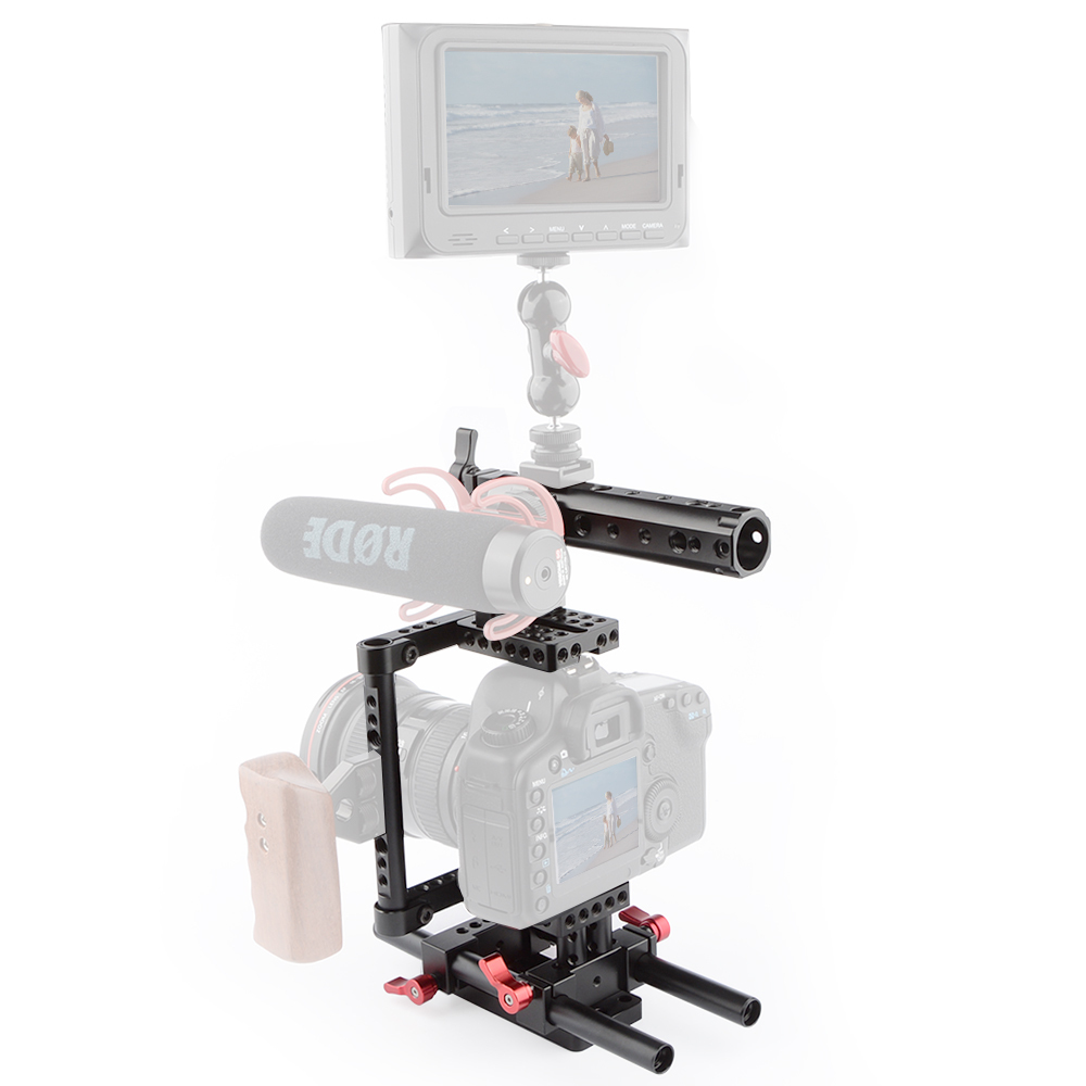 CAMVATE Camera Cage with Rail Support System for Canon Nikon Sony Panasonnic