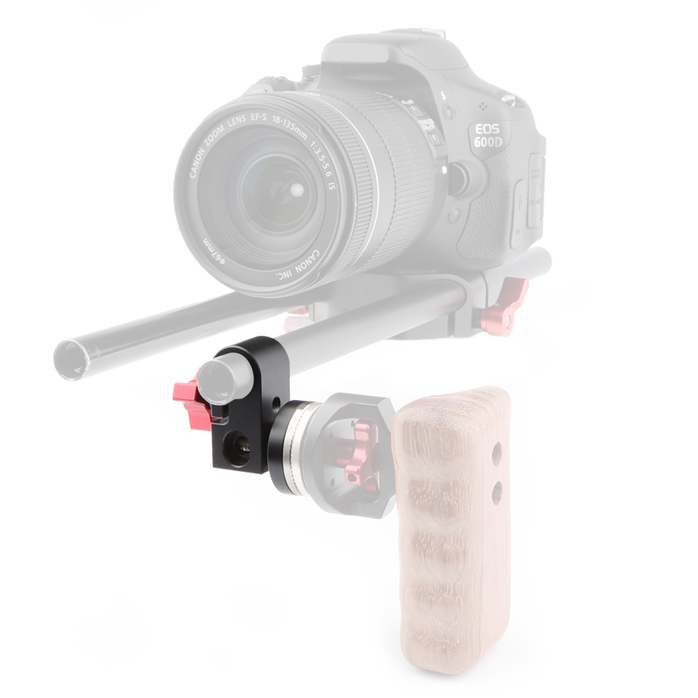 CAMVATE 15mm Single Rod Clamp with ARRI Rosette Mount for Handle Shoulder Rig (Red Thumbscrew)