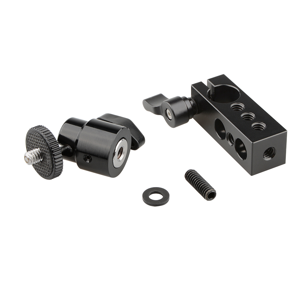 CAMVATE 15mm Single Rod Clamp with 1/4" Mini Ball Head Bracket Holder Mount