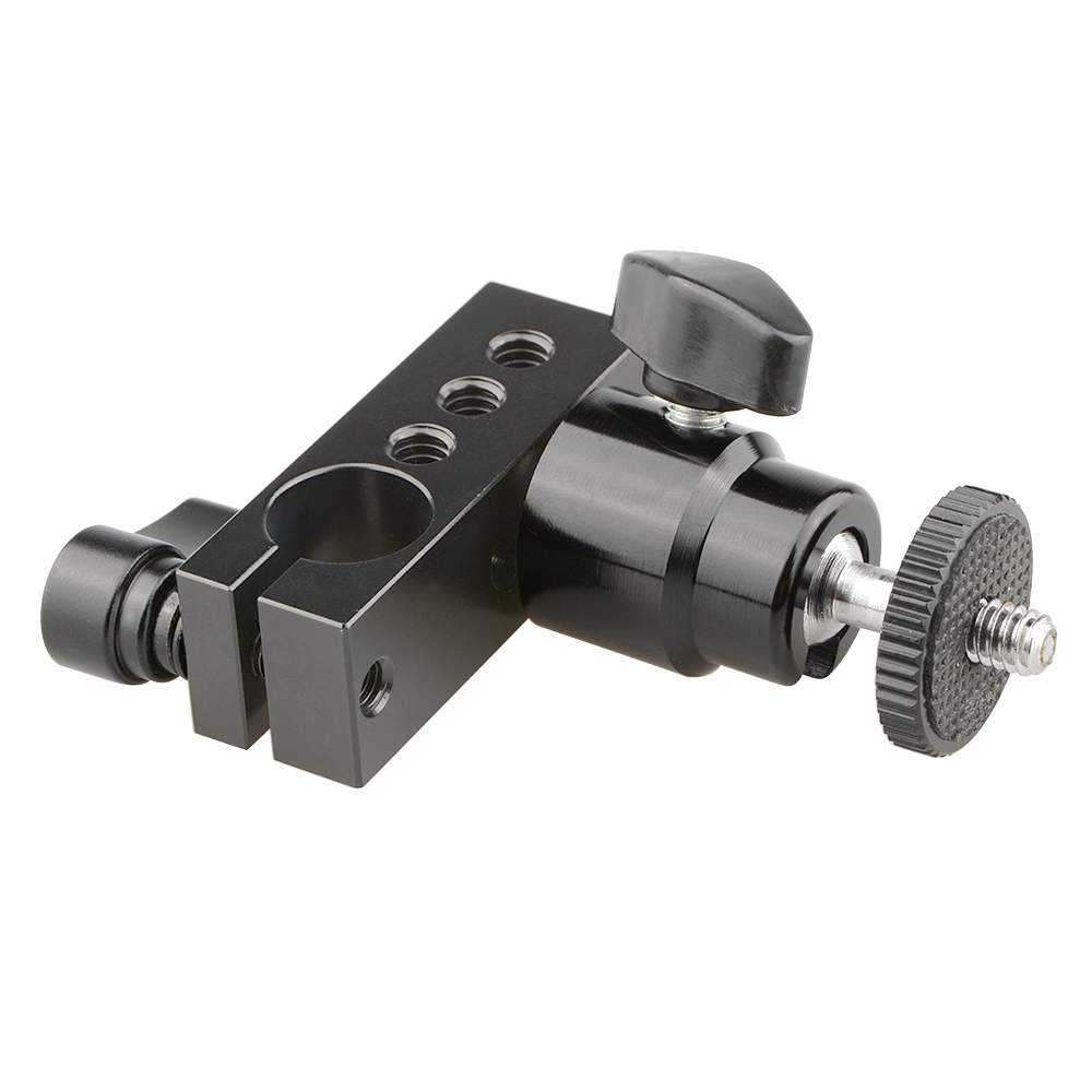CAMVATE 15mm Single Rod Clamp with 1/4" Mini Ball Head Bracket Holder Mount