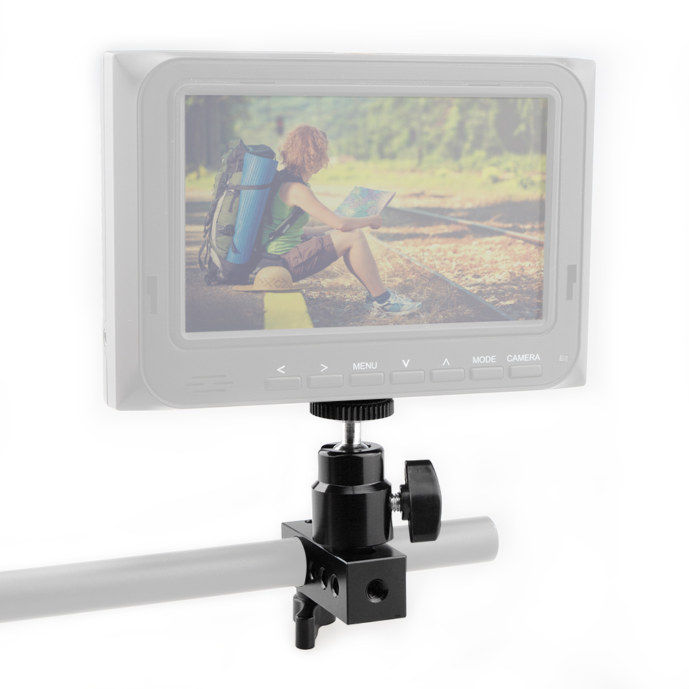 CAMVATE 15mm Single Rod Clamp with 1/4" Mini Ball Head Bracket Holder Mount