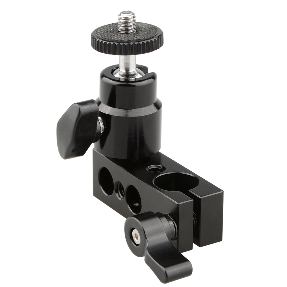 CAMVATE 15mm Single Rod Clamp with 1/4" Mini Ball Head Bracket Holder Mount