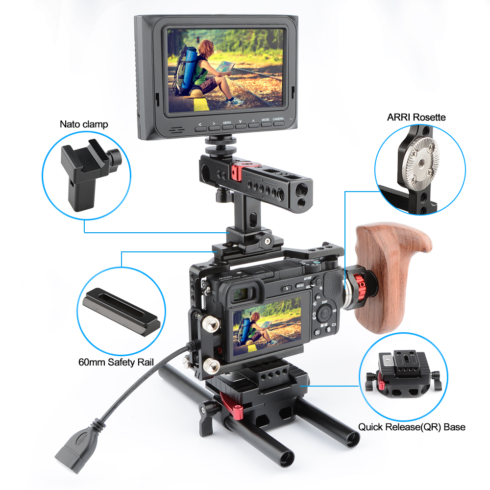 CAMVATE Handheld Camera Cage Rig for Sony A6500