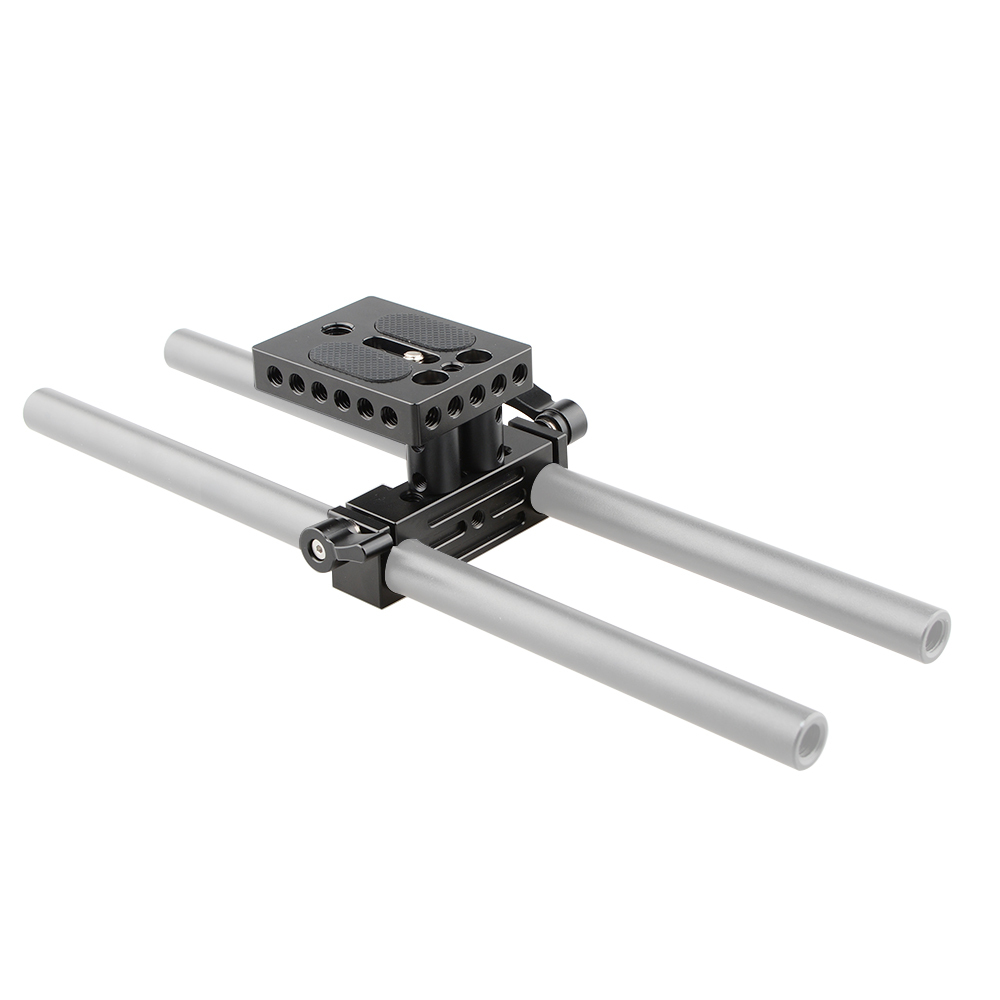 CAMVATE DSLR Baseplate Mount w/ Railblock Height Riser fr 15mm Rail Rod Support System