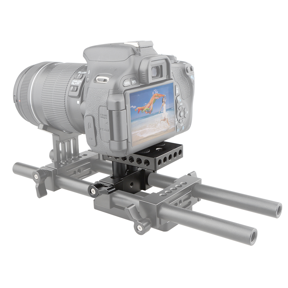 CAMVATE DSLR Baseplate Mount w/ Railblock Height Riser fr 15mm Rail Rod Support System