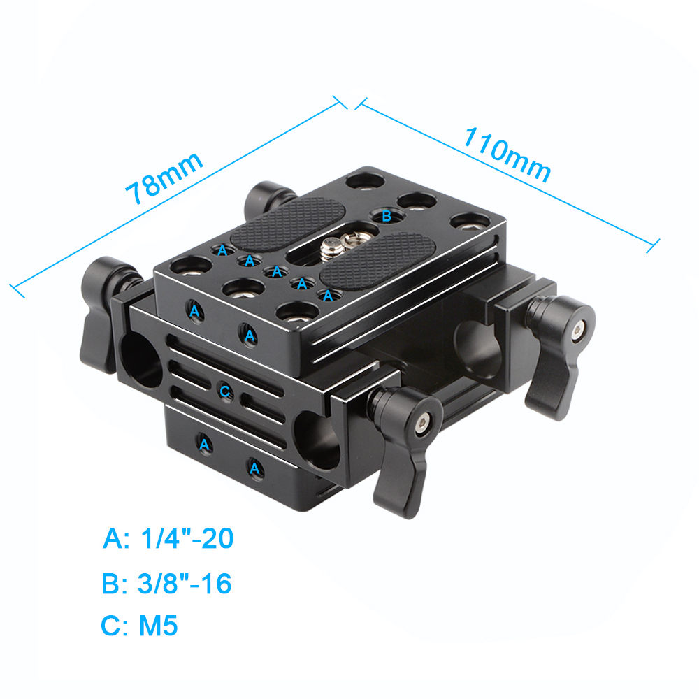 CAMVATE Support Base Plate with 15mm Rod Clamp Railblocks