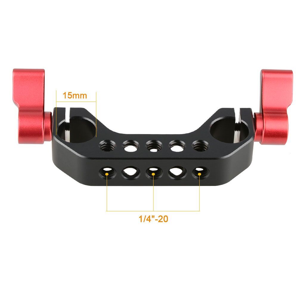 CAMVATE 15mm Rod Clamp 1/4"-20 Thread (Red, 2-Piece)