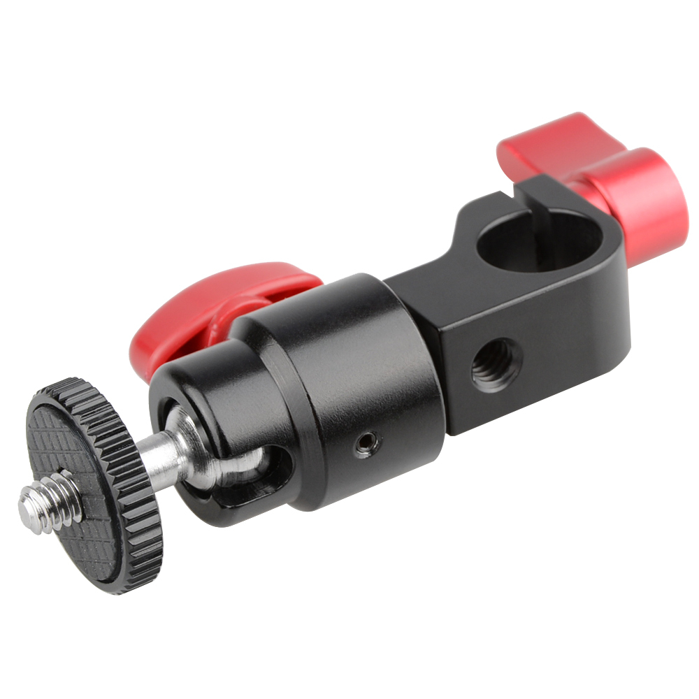 CAMVATE 15mm Rod Clamp & Ball Head Mount Adapter (Red, 2 Pieces)