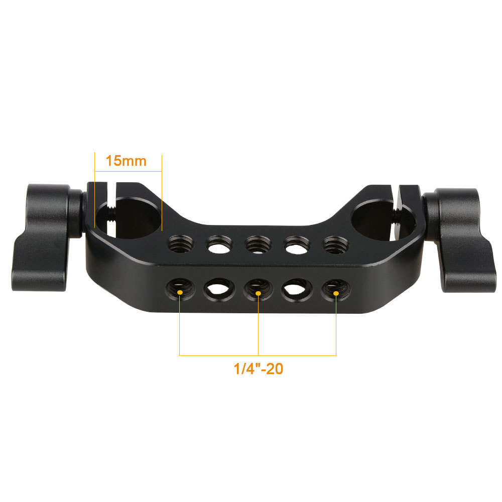 CAMVATE 15mm Rail Rod Clamp 1/4"-20 Thread (Black, 2 Pieces)