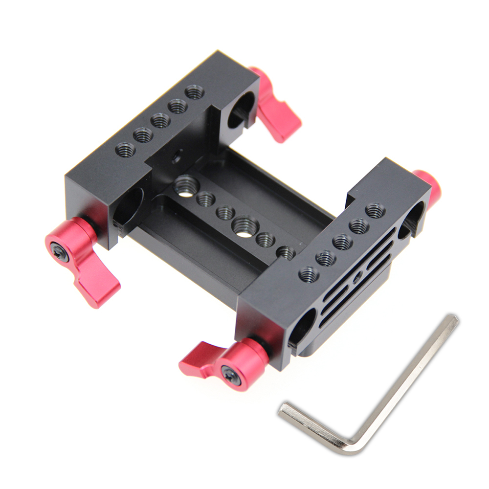 Tripod Mount plate 15mm Rod Support w/ 2 Railblocks fr DSLR Camera Rig Kit