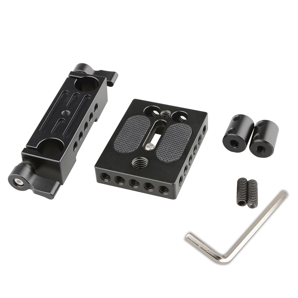 CAMVATE DSLR Baseplate Mount w/ Railblock Height Riser fr 15mm Rail Rod Support System