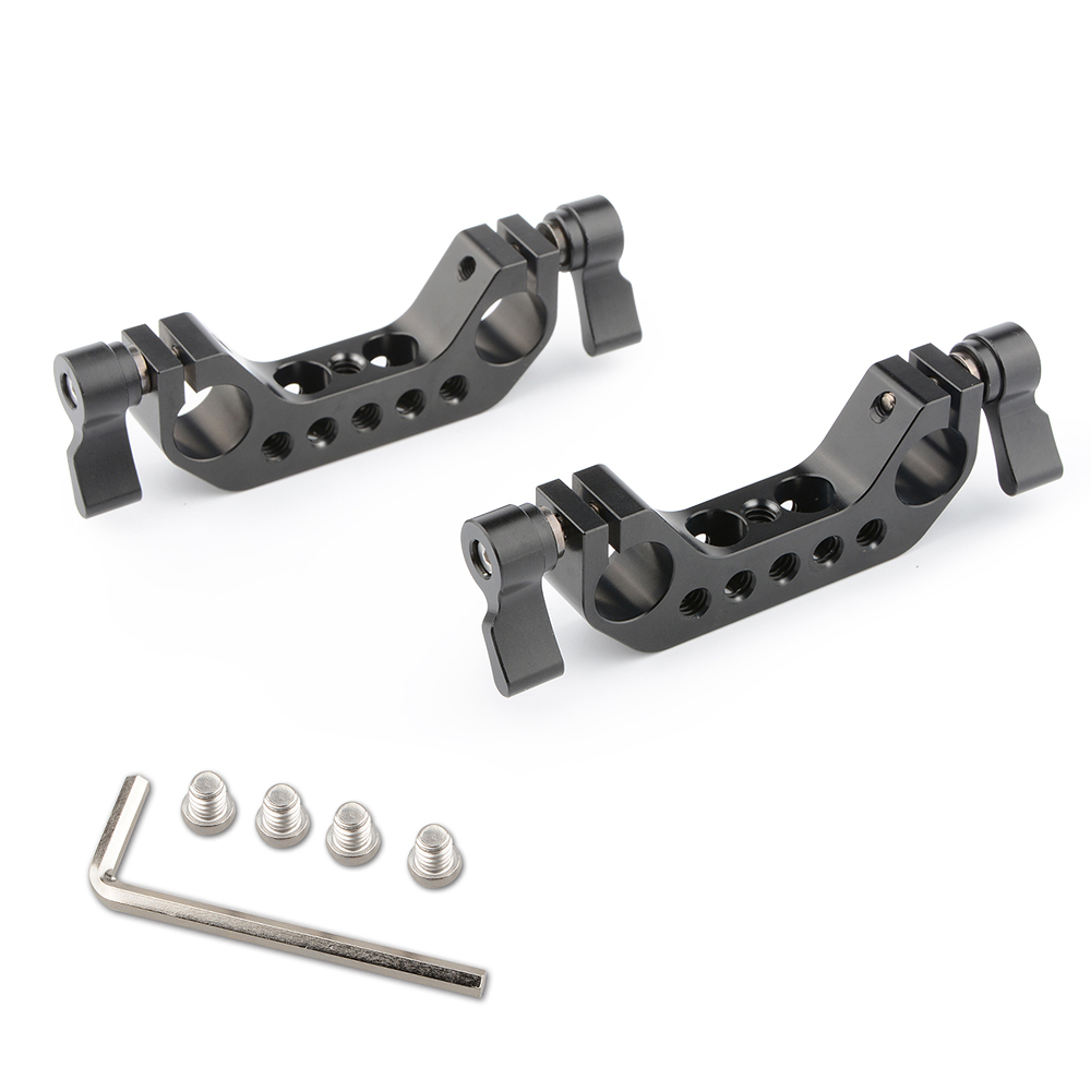 CAMVATE 15mm Rail Rod Clamp 1/4"-20 Thread (Black, 2 Pieces)