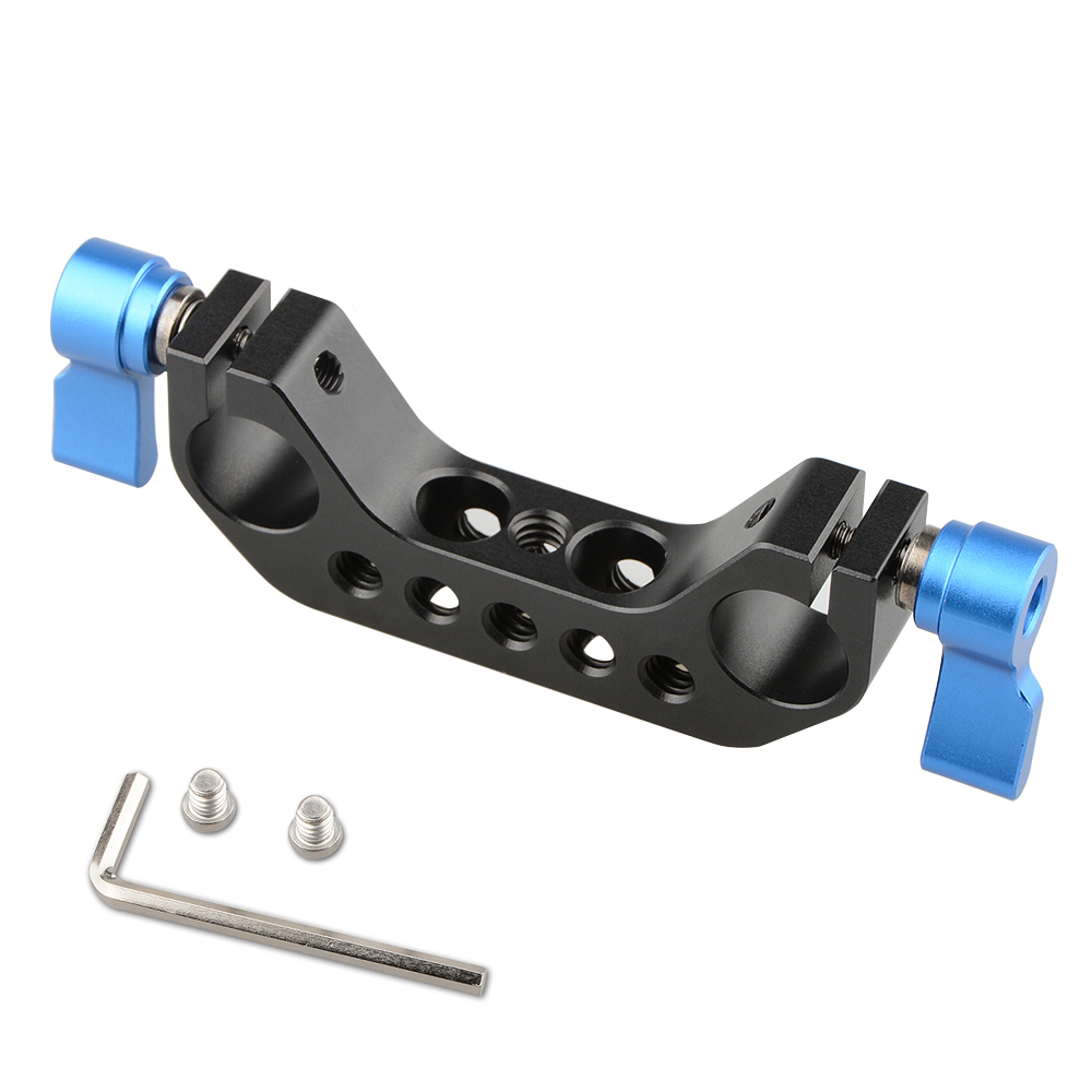CAMVATE 15mm Railblock Rod Clamp for Shoulder Rig Baseplate (Blue Thumbscrew)