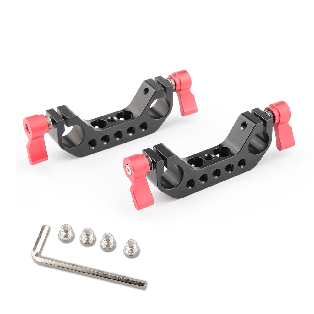 CAMVATE 15mm Rod Clamp 1/4"-20 Thread (Red, 2-Piece)