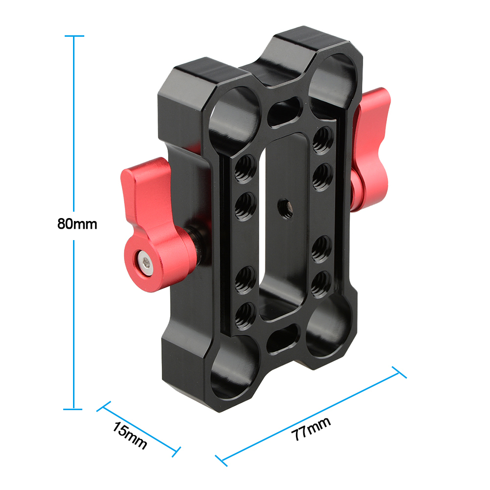 CAMVATE Height Riser Offset Railblock 15mm Rod Clamp (Red Thumbscrew)