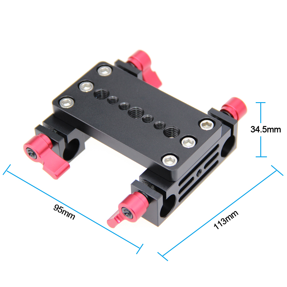 Tripod Mount plate 15mm Rod Support w/ 2 Railblocks fr DSLR Camera Rig Kit