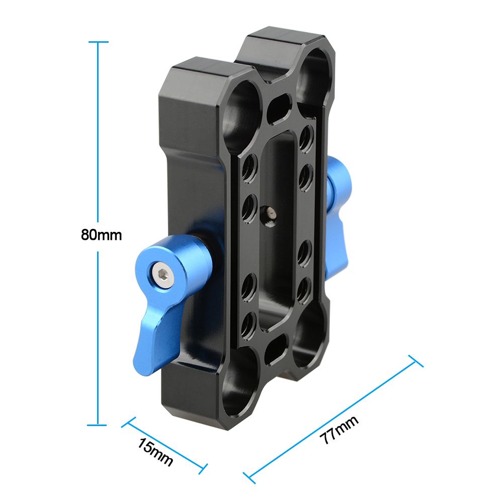 CAMVATE Height Riser Offset Railblock 15mm Rod Clamp (Blue Thumbscrew)