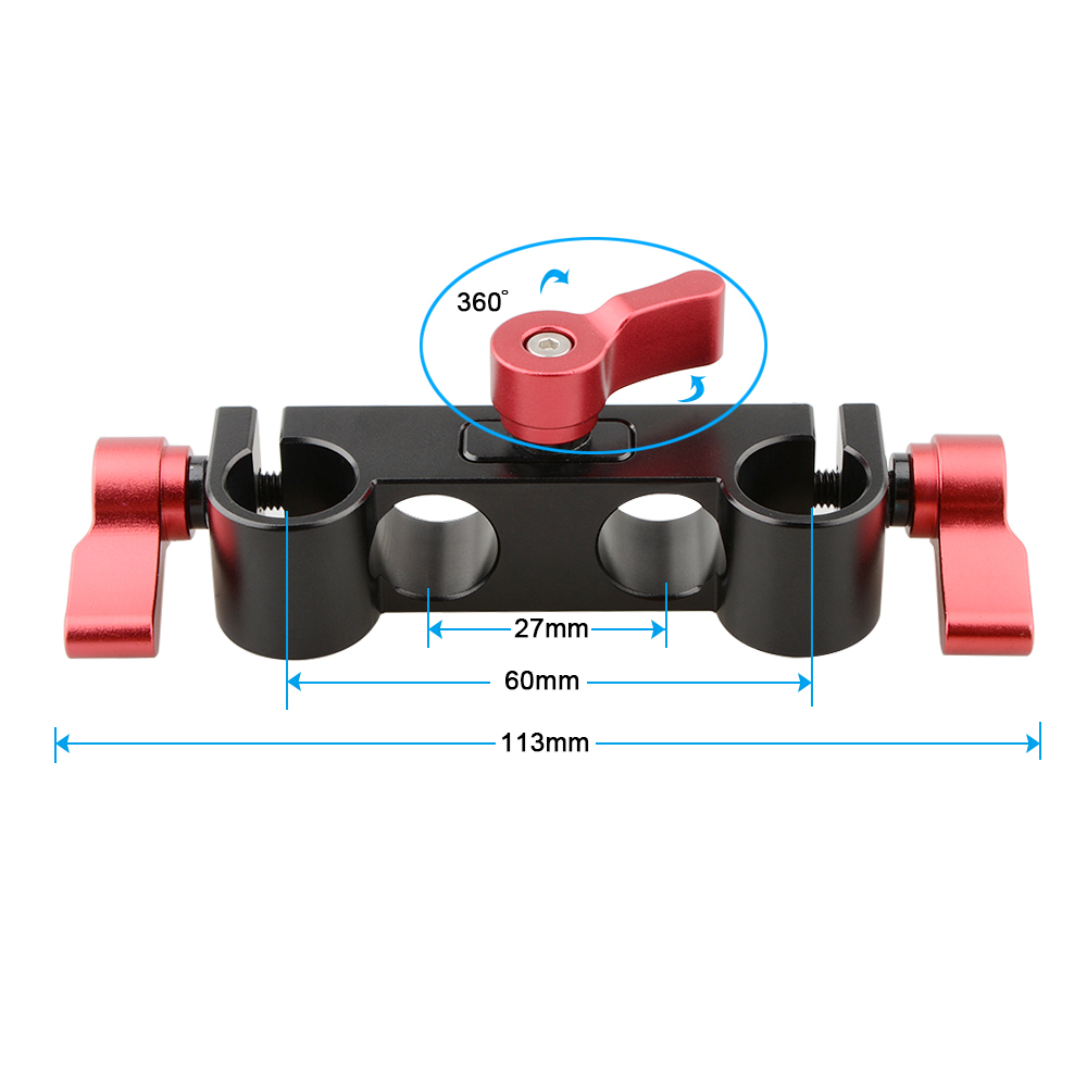 CAMVATE 4-Holes 15mm Rod Clamp (Red Knob)