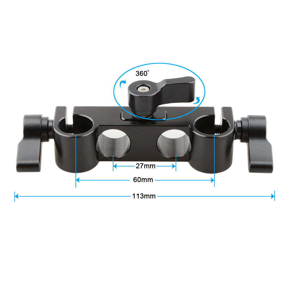 CAMVATE 4-Holes 15mm Rod Clamp (Black Knob)