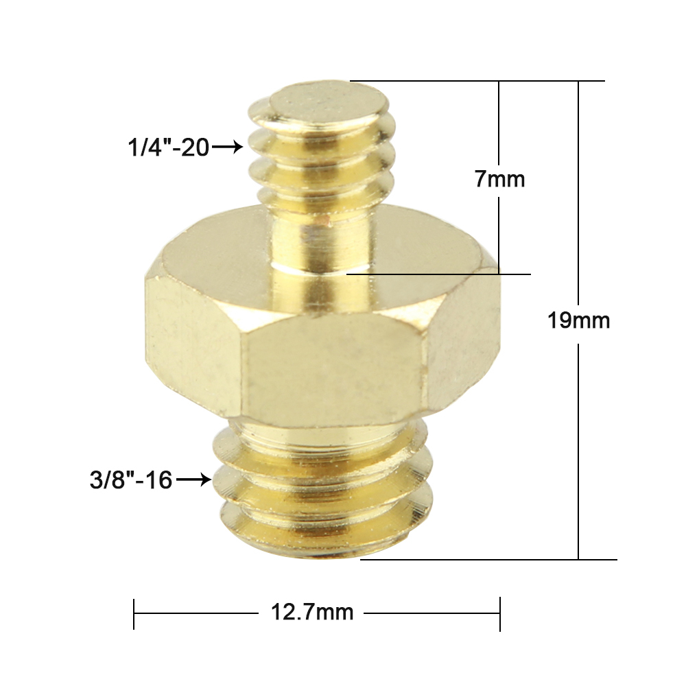 CAMVATE Double Male Threaded Screw Adapter 1/4" to 3/8" Convert Adaptor Hexagon