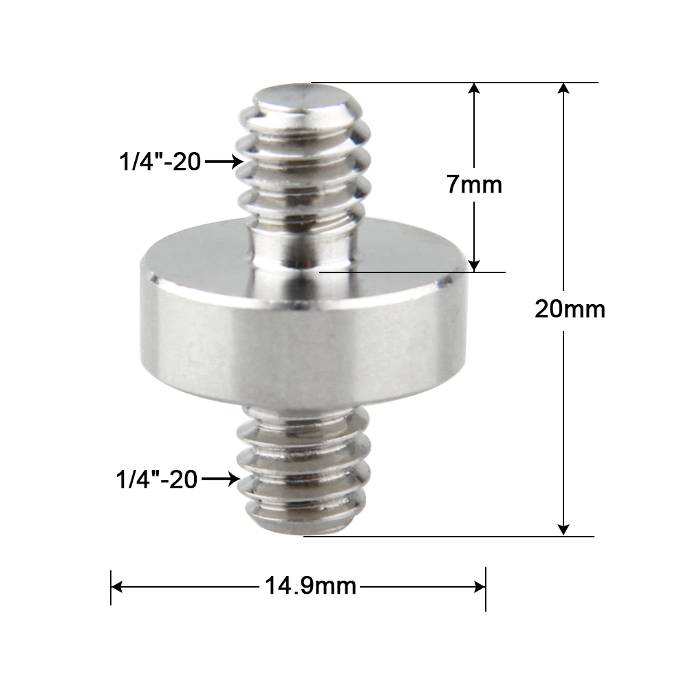 Camvate 1/4"-20 Male to 1/4"-20 Male Double-ended Screw Adapter