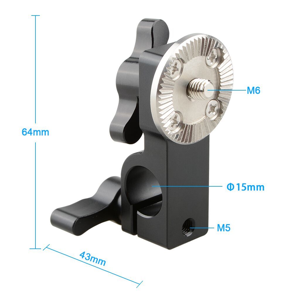 CAMVATE 15mm Rod Clamp with Male ARRI Rosette Mount (Black Thumbscrew)