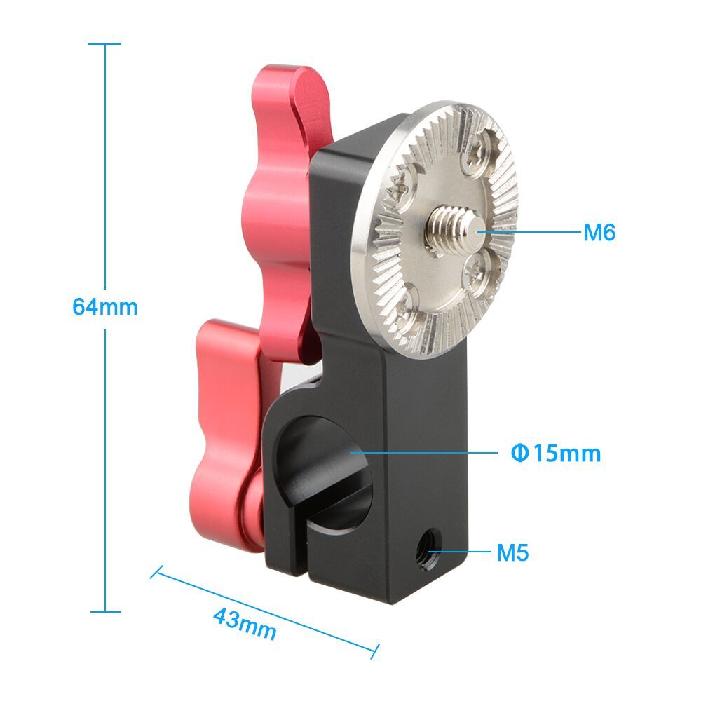 CAMVATE 15mm Rod Clamp with Male ARRI Rosette Mount (Red Thumbscrew)