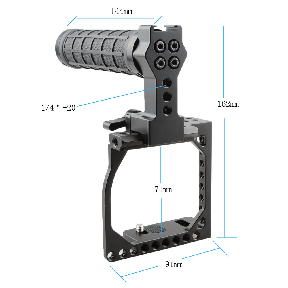 CAMVATE Small-sized DSLR Cage With Nato Top Handle For Sony A6000 /A6300 /A6400 /A6500 /A6600 & Canon Eos M