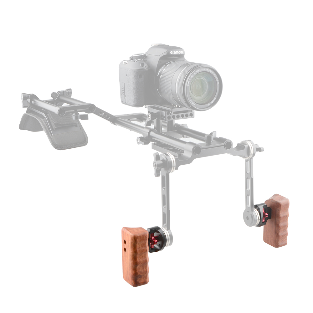 CAMVATE Universal Wooden Handgrip With M6 Rosette Connection For Camera Cage Kit (A Pair)