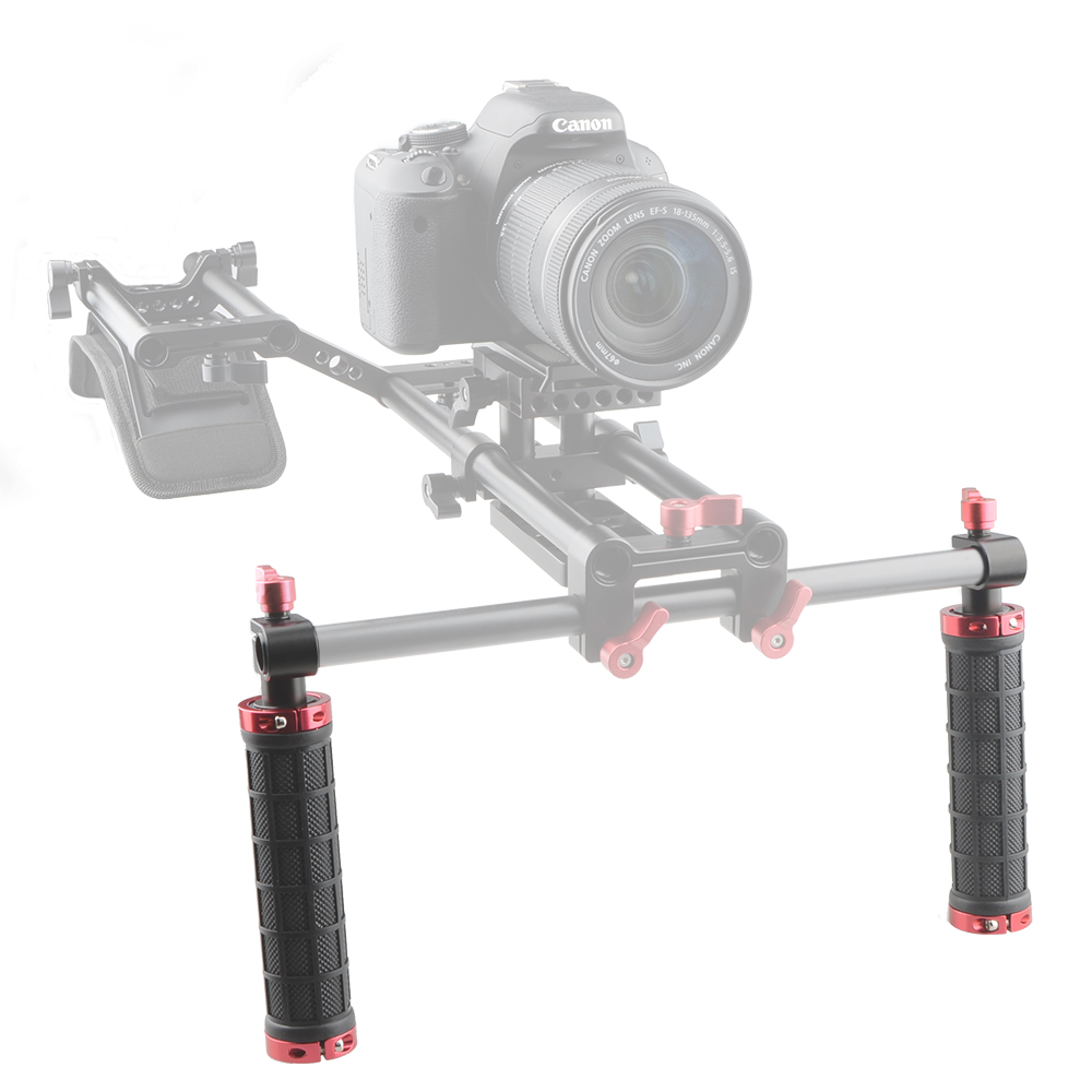 CAMVATE 2x New DSLR Handle Grips w/ rod clamp fr 15mm Rod Rig rail ...