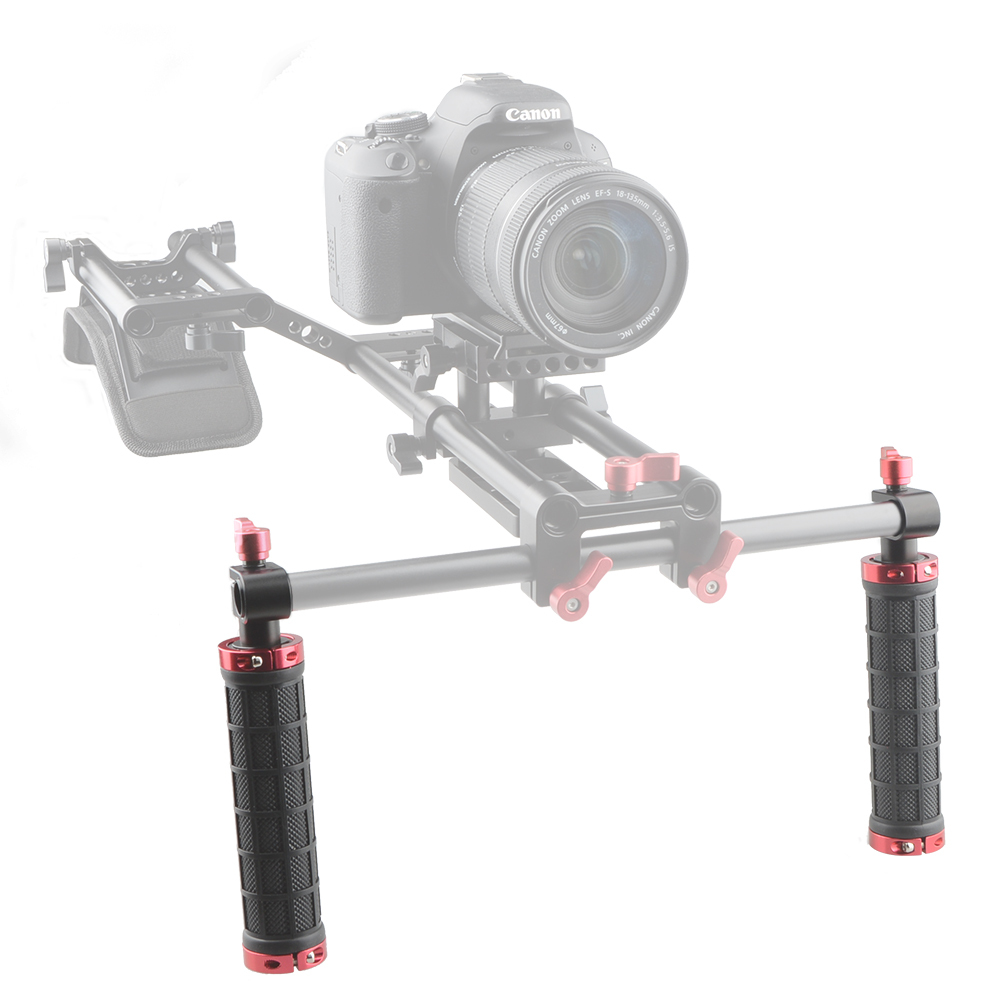 CAMVATE 2x New DSLR Handle Grips w/ rod clamp fr 15mm Rod Rig rail Support camera tripod