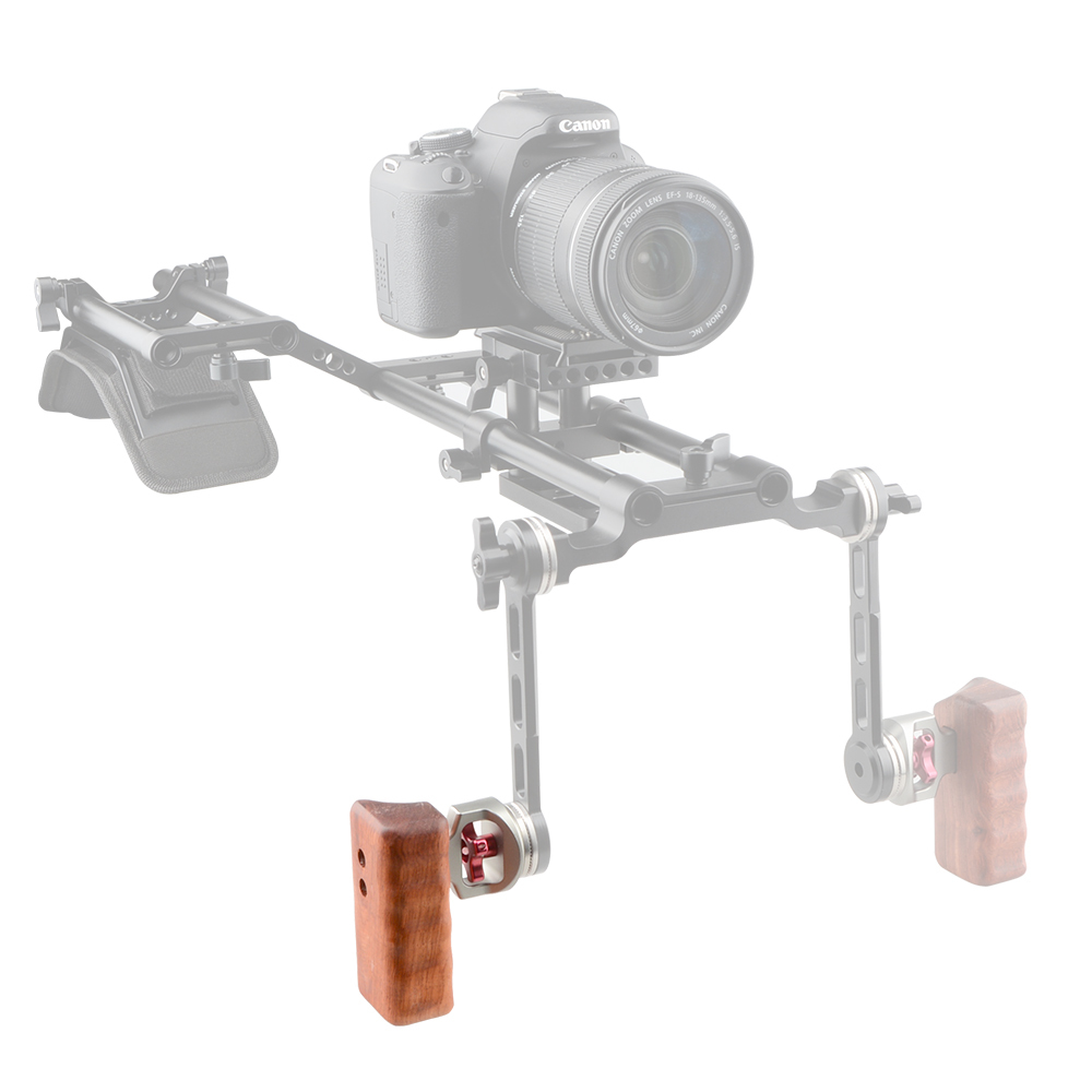 CAMVATE Wooden Handgrip With M6 Rosette Mount (right hand) -Titanium
