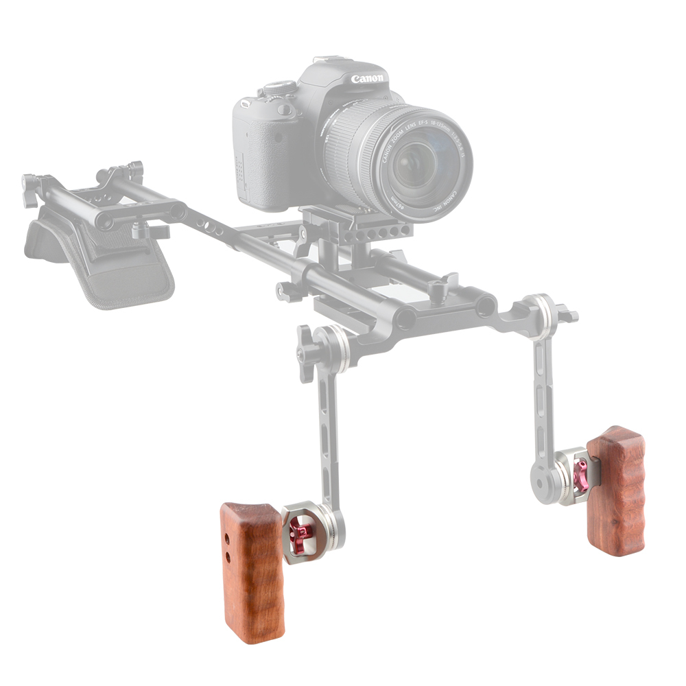 CAMVATE Wooden Handgrip With M6 Rosette Mount (right & left hand)-Titanium