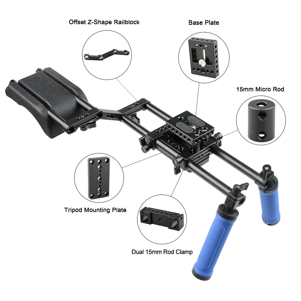 Dual Handgrip Shoulder Mount Support Rig Kit for DSLR Camera Camcorder