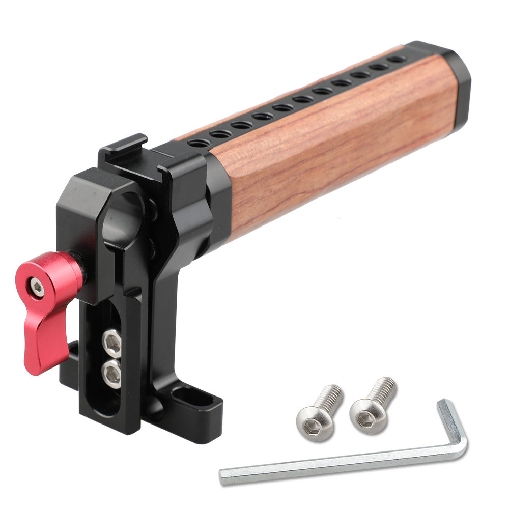CAMVATE Top Cheese Handle Wooden Grip with Rod Clamp (Red Thumbscrew)