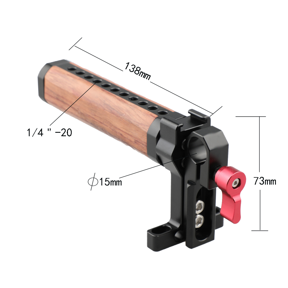 CAMVATE Top Cheese Handle Wooden Grip with Rod Clamp (Red Thumbscrew)